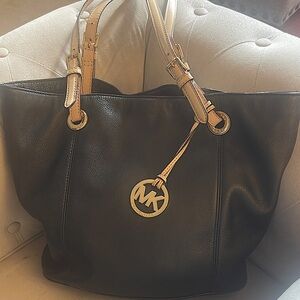 Michael Kors Black and Tan Tote Bag